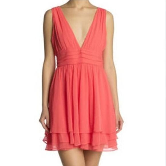 NEW Abercrombie Pink Deep V-Neck Sleeveless Tie Back Mini Dress XLT XL TALL - Picture 1 of 8